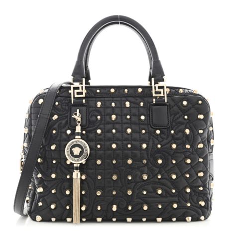 Versace Nappa Barocco Quilted Studded Vanitas Demetra Black